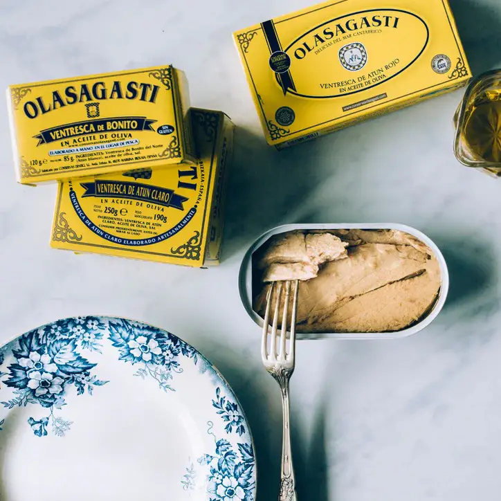 Conservas Olasagasti – Engroshandel Fisk på dåse – Bonito del Norte - Bug i Olivenolie - 120 gr1