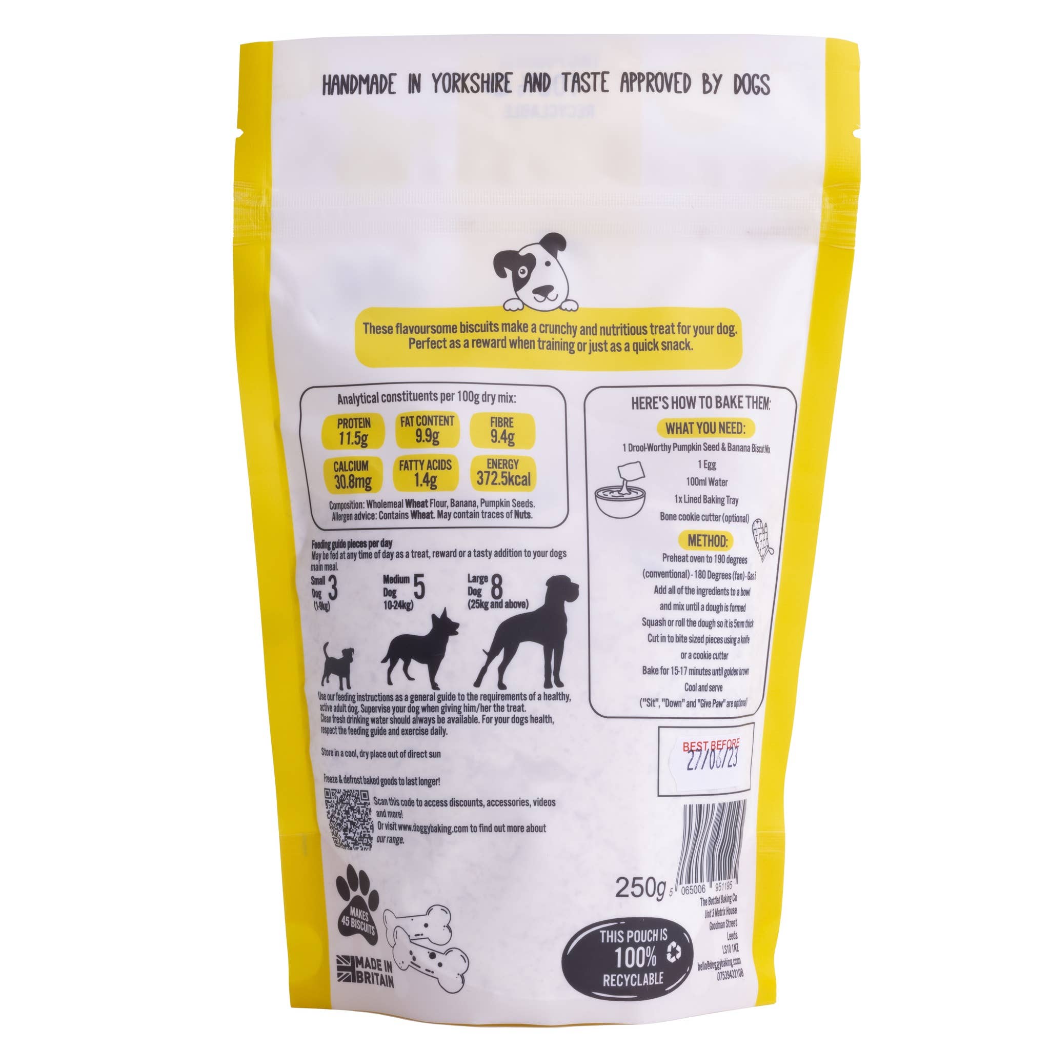 The Doggy Baking Co - Wholesale Pet Treats - Dog - Pumpkin Seed & Banana Pet/Dog Treat Baking Mix Pouch1