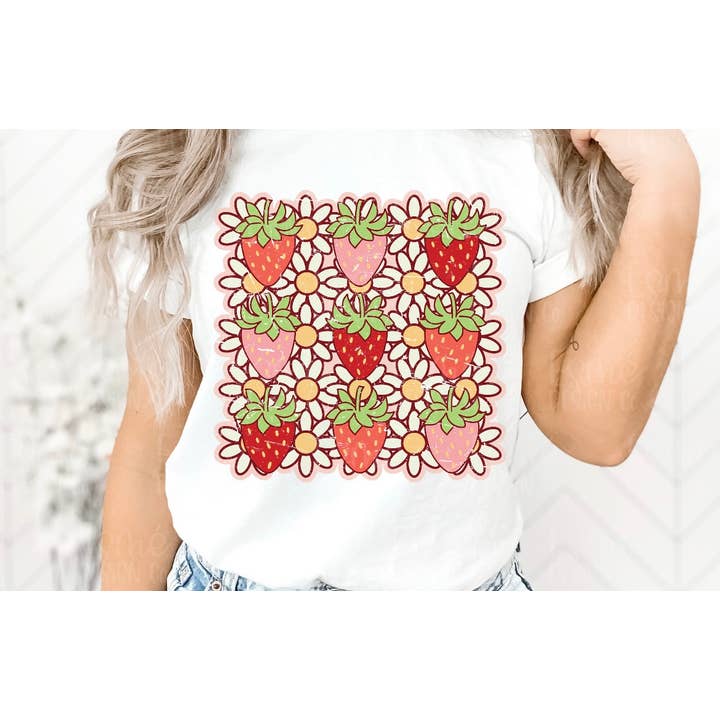 Strawberry Festival Berries and Flowers T-shirt for wholesale by Rad & Cove