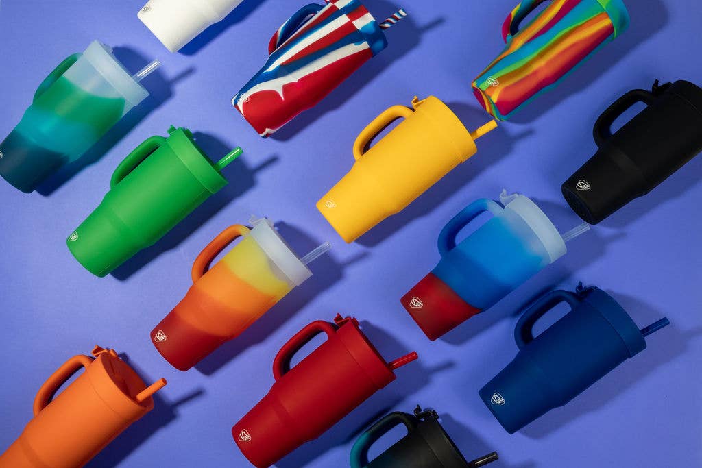 Silipint - Wholesale Insulated Mug/Tumbler - 32 oz Silicone Humbler (Handled Straw Tumbler) - The Patriot3