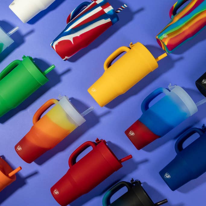 Silipint - Wholesale Insulated Mug/Tumbler - 32 oz Silicone Humbler (Handled Straw Tumbler) - The Patriot3