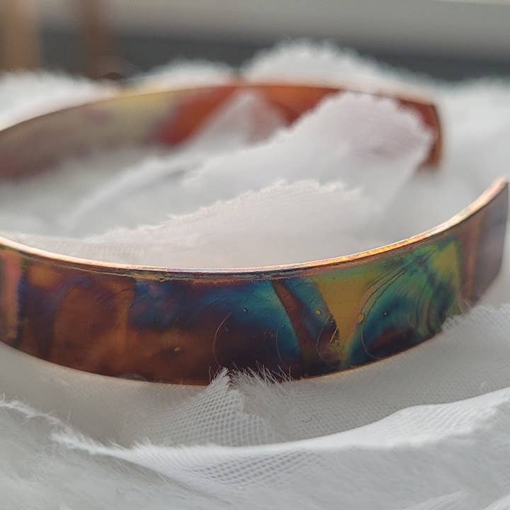 Flame Painted Copper Cuff Bracelet for wholesale by Bella Accessories