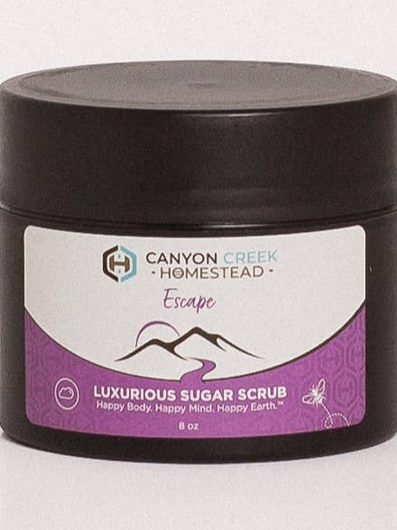 Sugar Scrub Escape Lemongrass Orange Rosemary Eucalyptus 8 oz for wholesale by Canyon Creek Homestead LLC