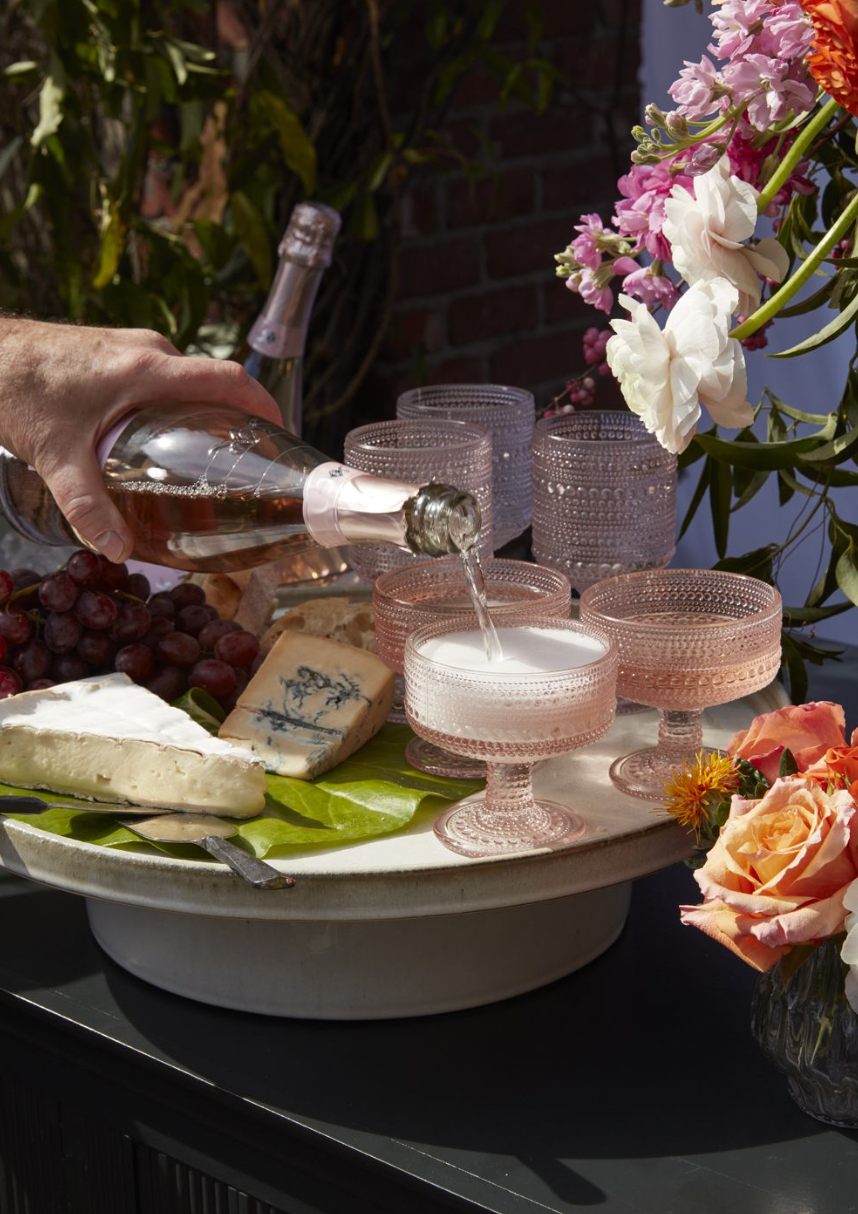 Elan Bazaar - Vendita all'ingrosso Bicchieri da cocktail/superalcolici - Set da 12 Bicchieri in Vetro Rosa Cipria Stile Vintage, ampi0