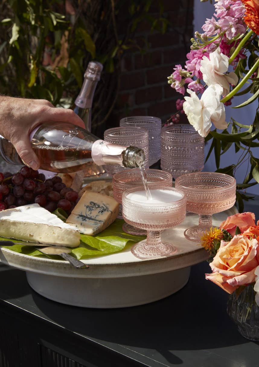 Elan Bazaar – wholesale Cocktail/liquor glass – Set of 12 Vintage Style Blush Pink Wide Glassware Tumblers