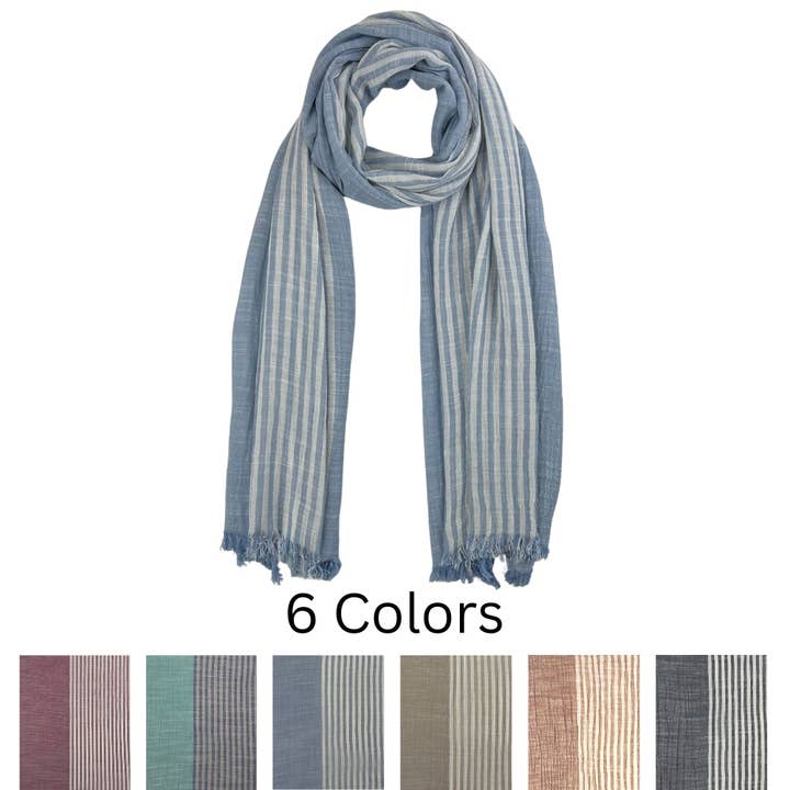 Humble Hilo - Wholesale Scarf - Women's - Humble Hilo Cumulus 100% Cotton Scarf Center Stripes49