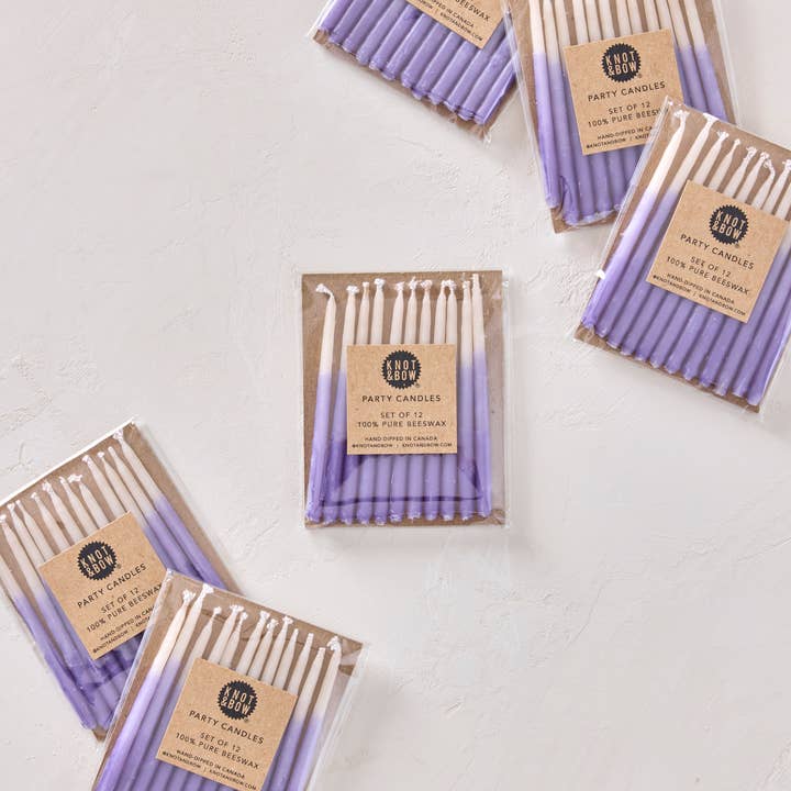 Hand-dipped 100% Beeswax Birthday Candles | Violet Ombré for wholesale on Faire2