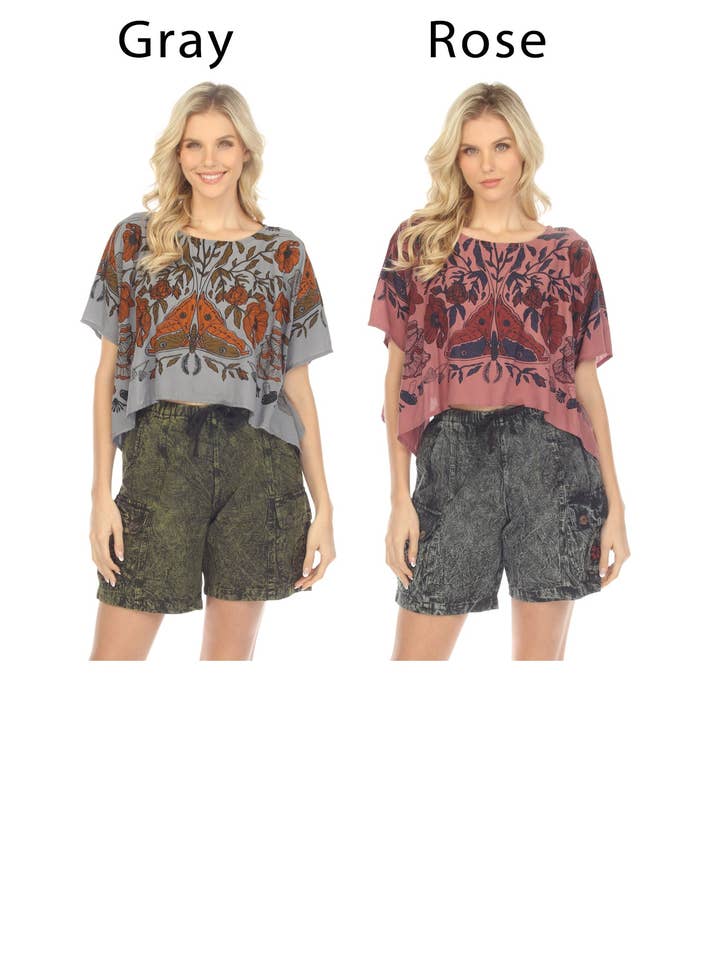 Lakhays Collection Inc. - Wholesale Blouse - Women's - Luna Moth Scarf Crop Top
