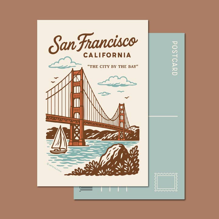San Francisco Golden Gate Bridge Retro Postcard for wholesale by By Aleisha