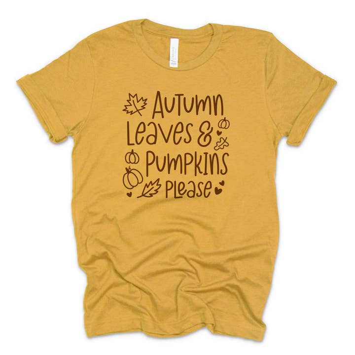 Autumn Leaves And Pumpkins Please - Fall Womens Tshirt for wholesale by Maley Designs LLC