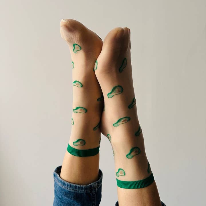 sockette - Wholesale Socks - Women's - Clémence - Women's novelty socks with fruit - AVOCADOS4