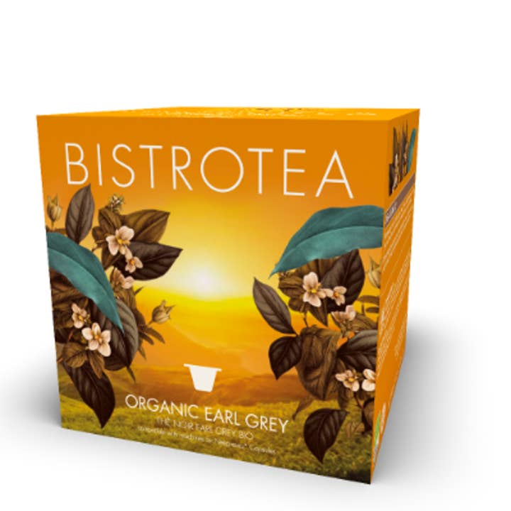 Doos met 50 capsules biologische Earl Grey zwarte thee voor wholesale door Bistrotea