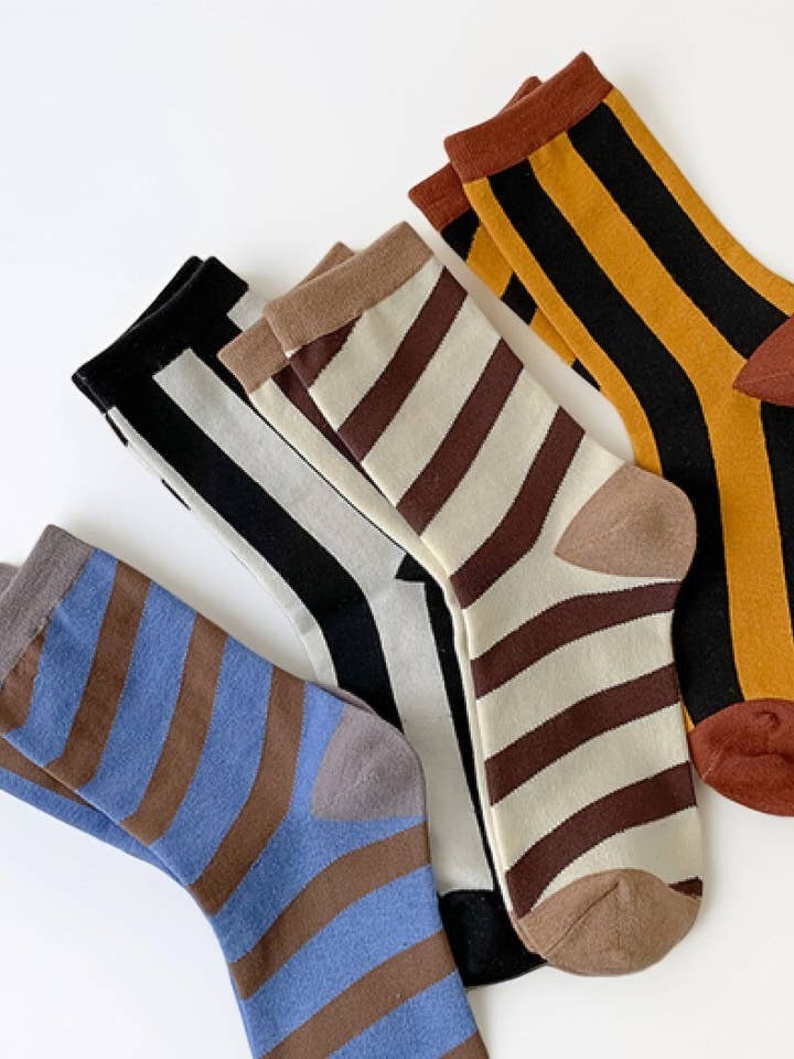 Rufia - Stripe Color-Block Socks - Eye-Catching for wholesale by Funkyrel® Atzbranding Limited