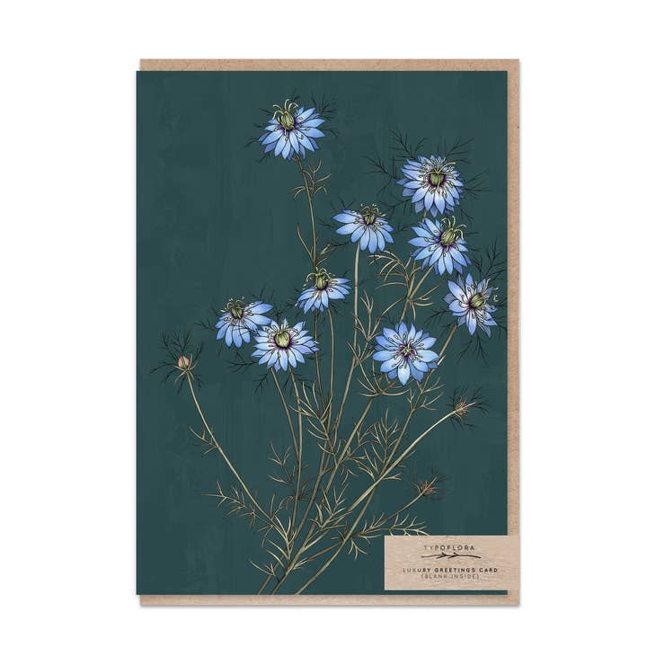 Love-in-a-mist Portrait Card for wholesale by Typoflora