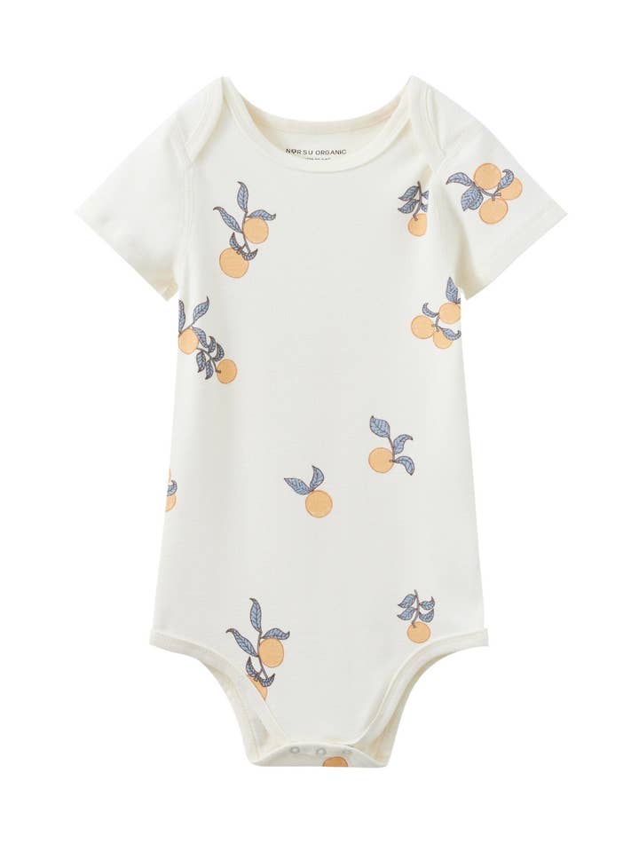 Baby Organic Short-Sleeve Onesie-Clementine for wholesale by Norsu Organic