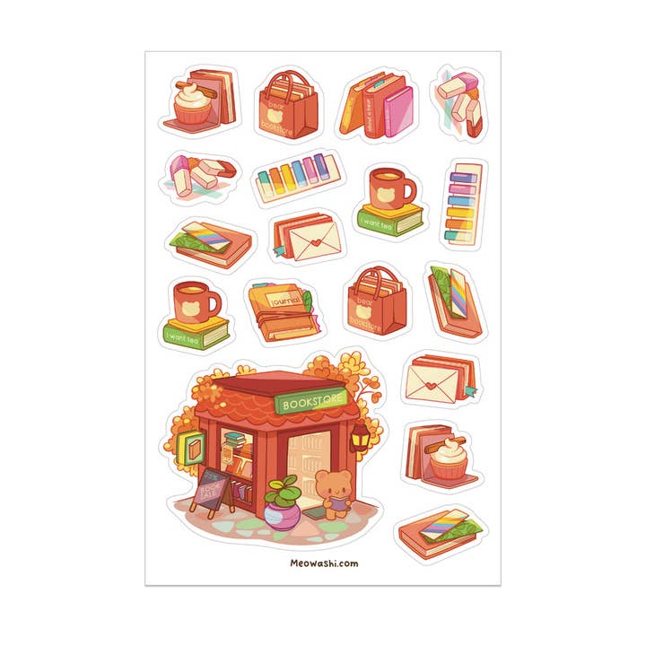 Meowashi Studio - Wholesale Sticker - Autumn Book Store Clear Sticker Sheet0