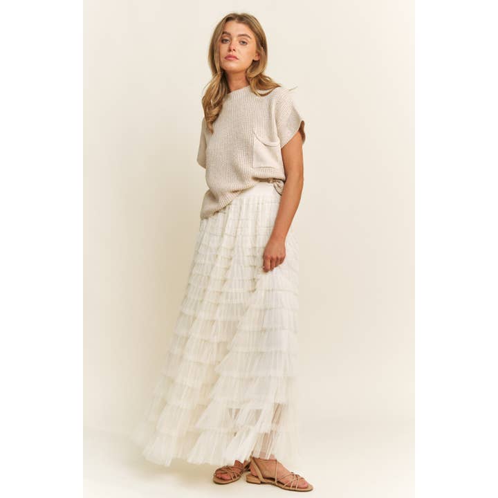 Sweet Generis - Wholesale Skirt - Women's - CASCADING TULLE MESH TIERED MAX SKIRT3