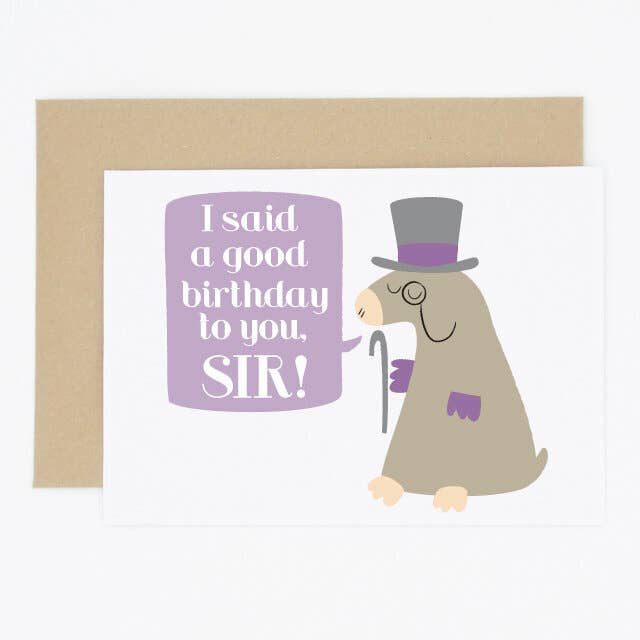 Madame Annie et Fils - Wholesale Birthday Card - Fancy Groundhog Birthday Card