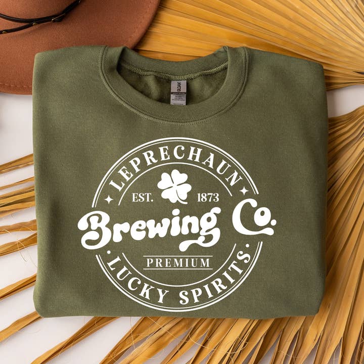 St. Patrick's Day Military Green Crewneck Sweatshirt for wholesale by OhHeyMabel