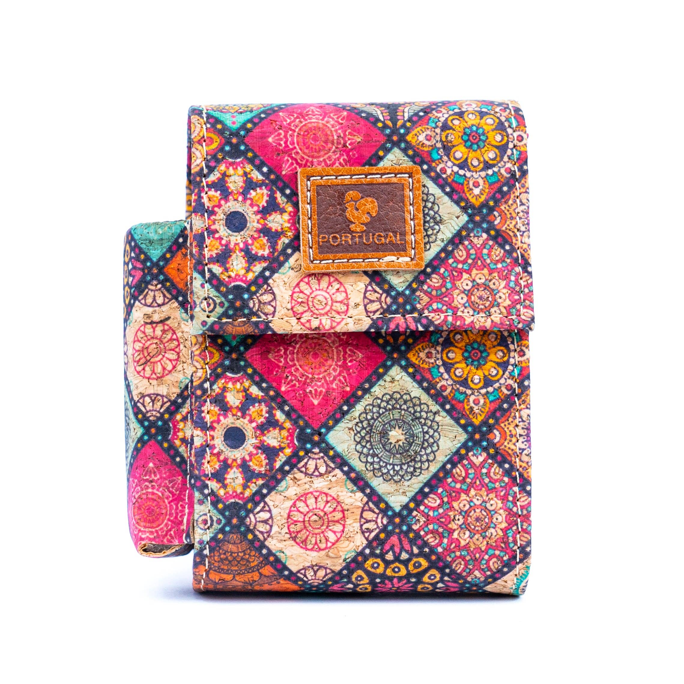 Meninas Bonitas Cork - Wholesale Cigarette Case - Floral Print Cork Cigarette and Lighter Holder BAGD-313A-MIX-6（6units）12