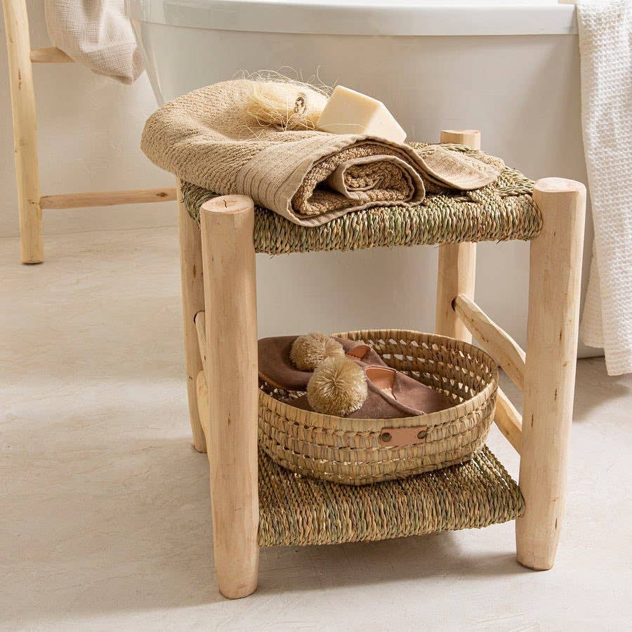 High crafty – wholesale Bench – Bathroom Bench in Natural Wood and Rope – Handmade Spa-Style0