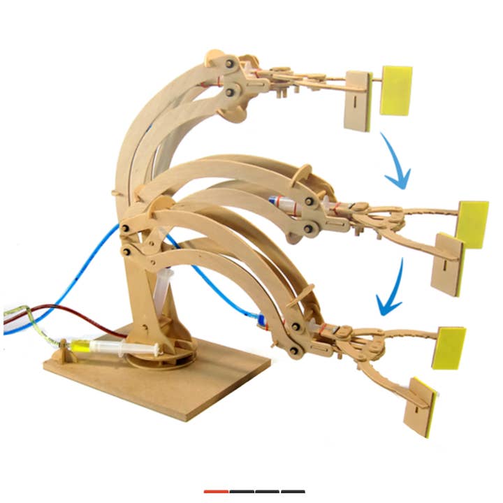 Science and Nature - Wholesale Houten speelgoed - Kinderen - Hydraulische robotarm bouwpakket van hout5