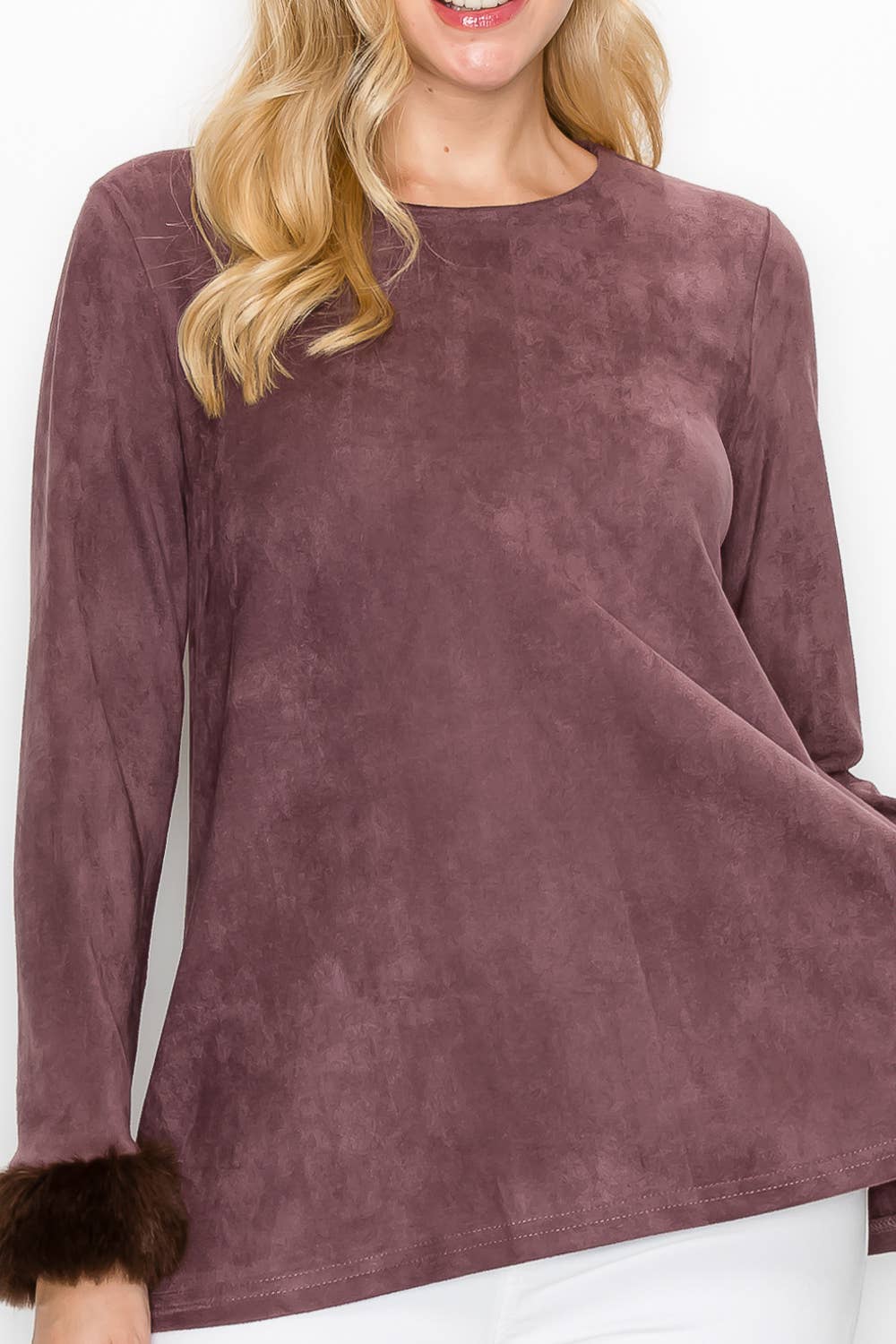 Joh Apparel - Wholesale Tunic - Women's - Anabelle Stretch Suede Fur Top7
