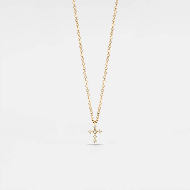 Perimade & Co. LLC - Wholesale Pendant/Charm Necklace - Dainty Gold Cross Pendant Necklace in 925 Sterling Silver