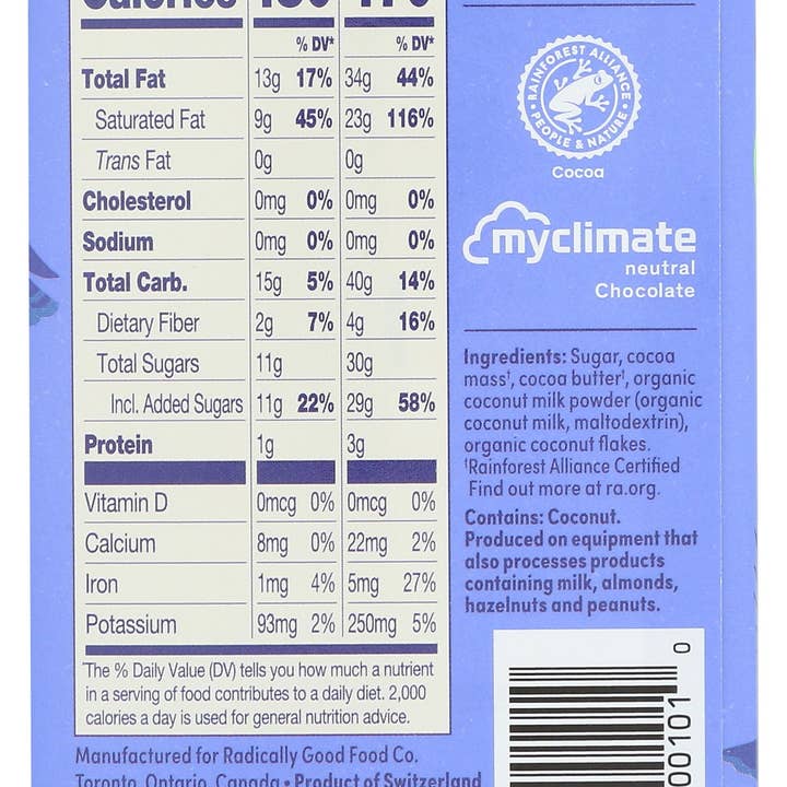 Everyday Supply Co - Wholesale Chocolate Bar - Lovo Bar Choc Coconut Milk - Case Of 121