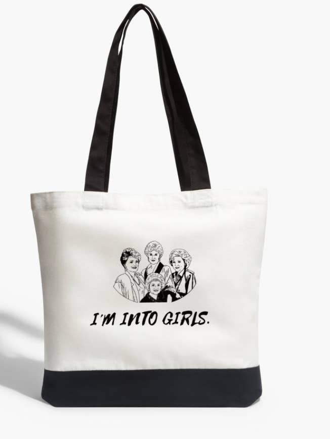I’m Into Girls Golden Girls Canvas Tote for wholesale by Very Gay. Very Busy.