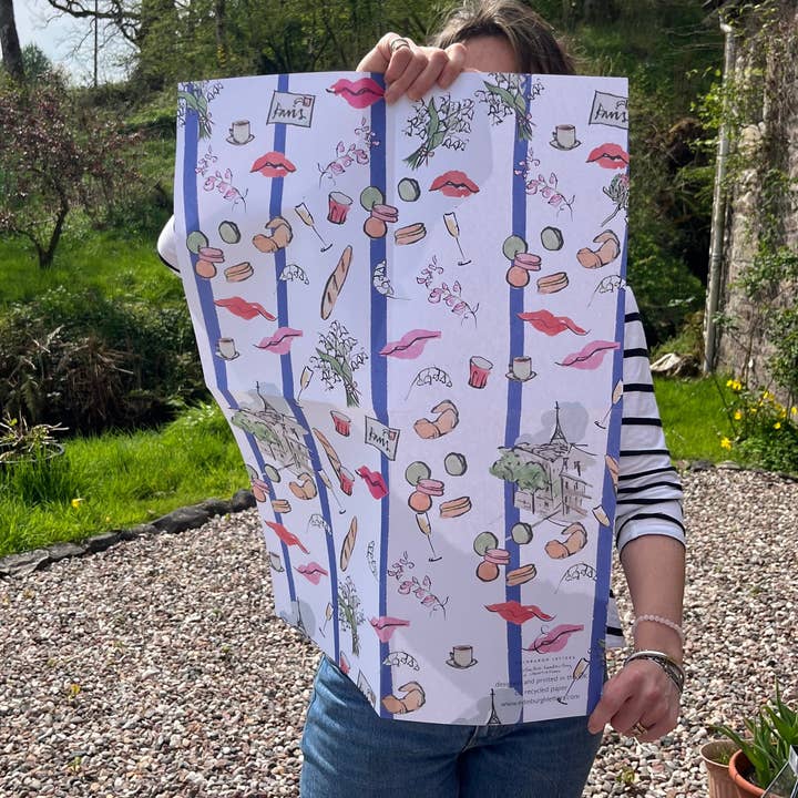 Edinburgh Letters – wholesale Flat wrap – Paris Kisses - Gift Wrap Sheet0
