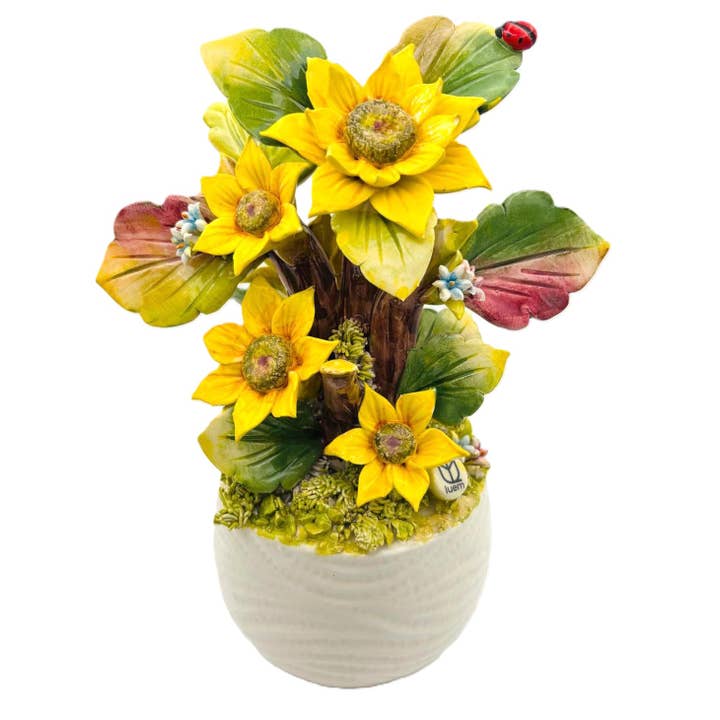 Planta grande de cerámica girasol - PG20 - H28cm M. Italia para venta al por mayor de LUEM ART ceramiche e porcellane di Capodimonte Made In Italy