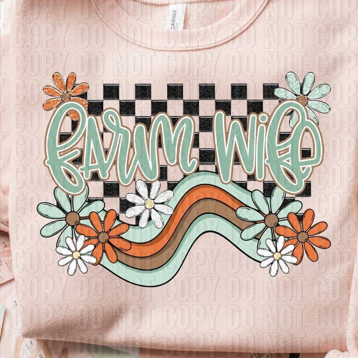 Farm Wife Boho Wavy DTF Transfer for wholesale by K and M Designs