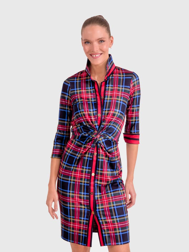 Twist & Shout Dress - Stewart Plaid for wholesale by Gretchen Scott LLC