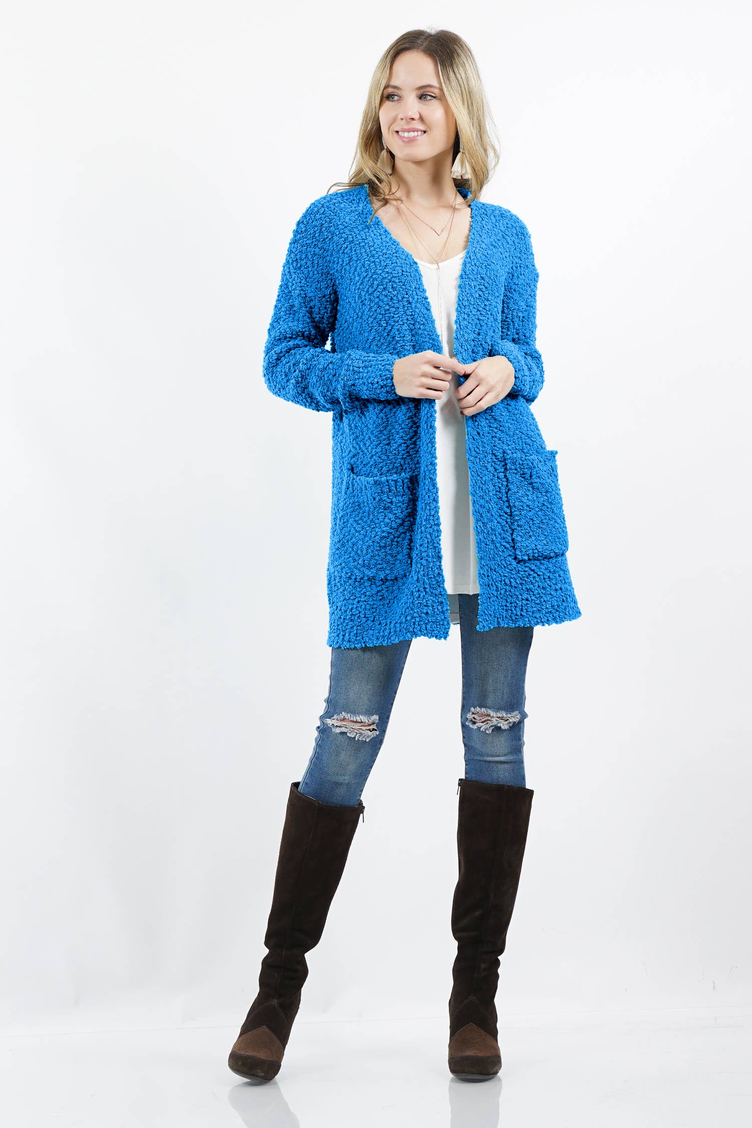 42POPS - Wholesale Cardigan - Women's - Popcorn Sweater Cardigan w/ Pockets37