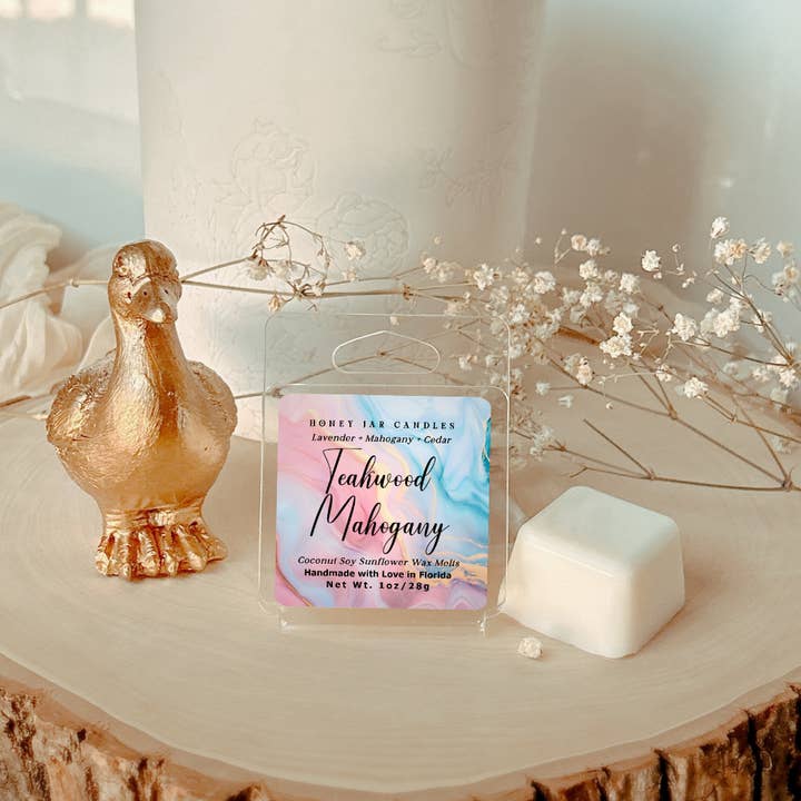 Honey Jar Creations - Wholesale Wax Melt - Teakwood Mahogany | Oakwood | Coconut Blend Wax Melts1