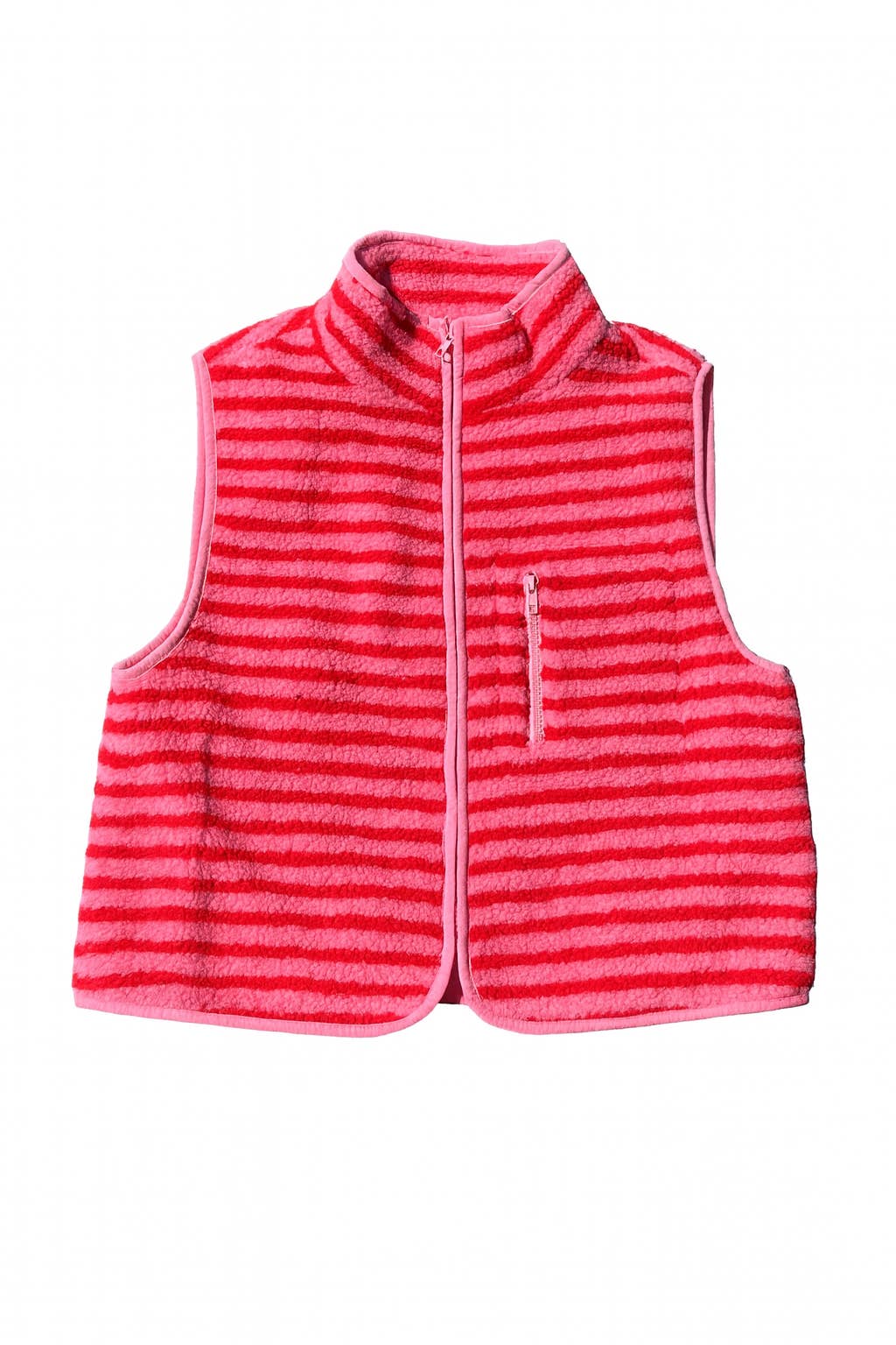 Midnight Lunch - Wholesale Outerwear Vest - Women’s - The Stripe Vest | Pink + Red