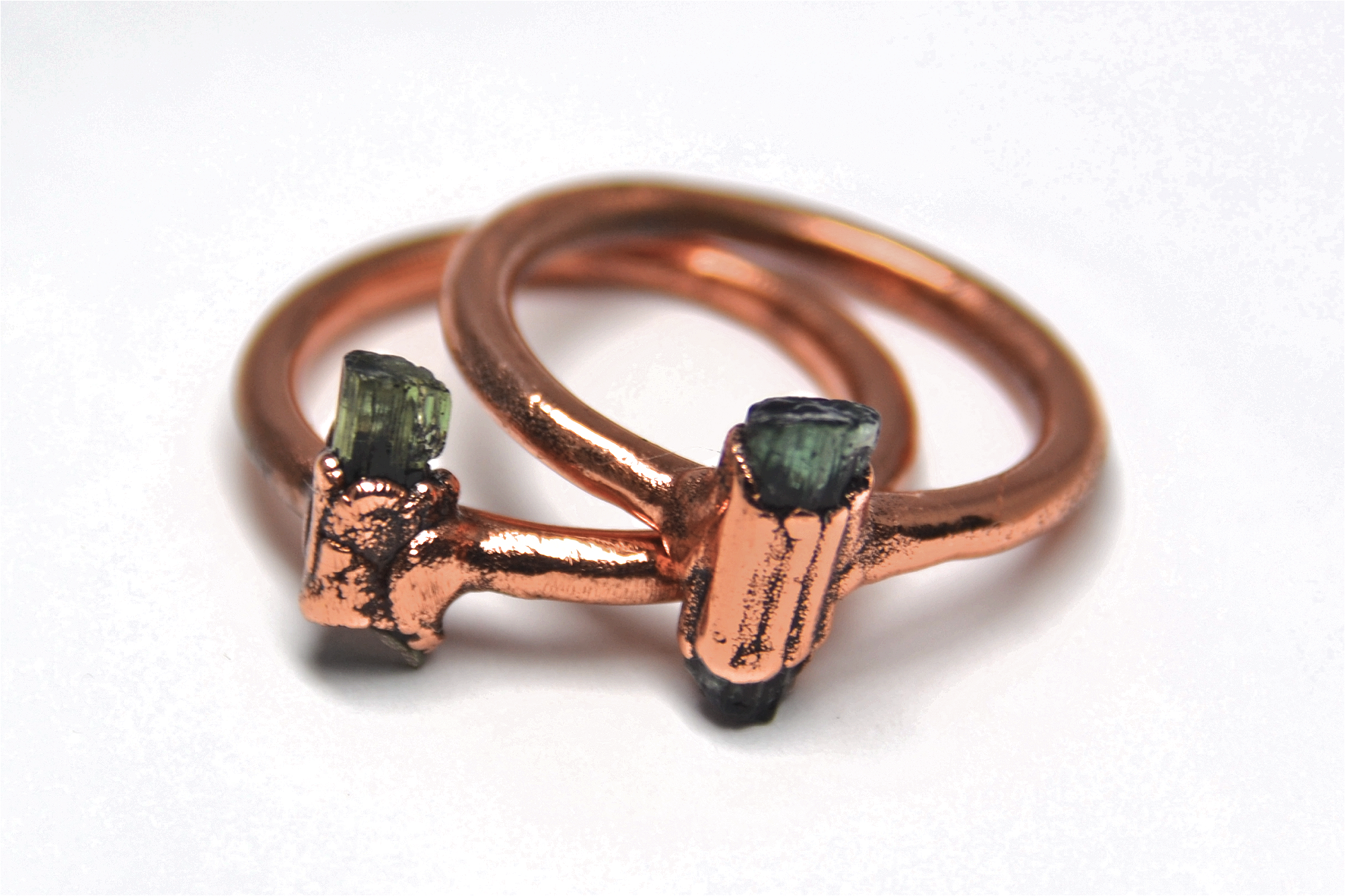 Daddy Daughter Jewelry - Wholesale Single Stone/Solitaire Ring - Raw Tourmaline Point Ring | Green Tourmaline Copper Ring2