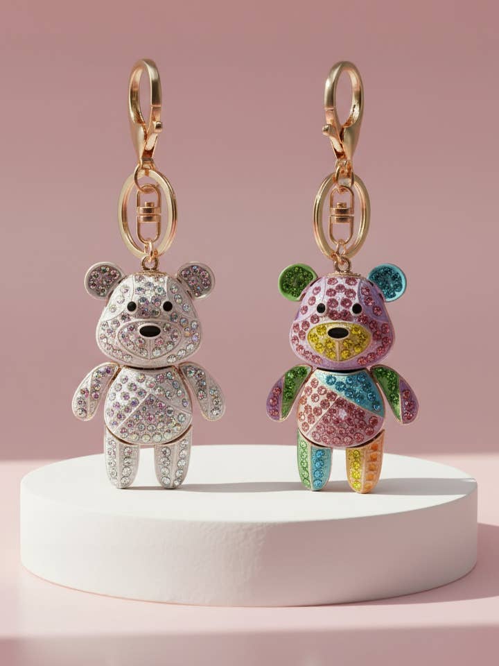 Porte-clés et charme de sac en cristal Patchwork Teddy Bear pour la vente par Arya Jewellery Wholesale