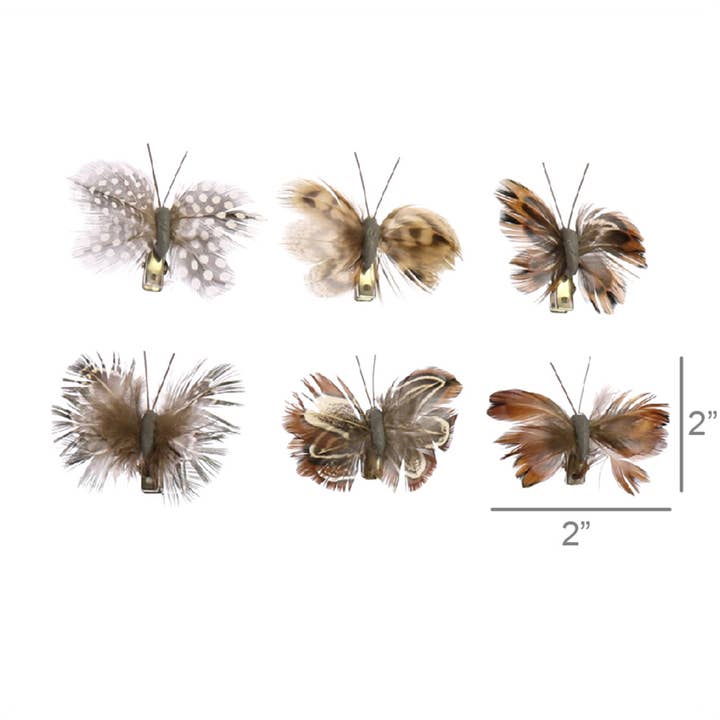 HomArt - Wholesale Decorative Tabletop Object - Mini Butterflies on Clips, Feather - Box of 12, Assorted