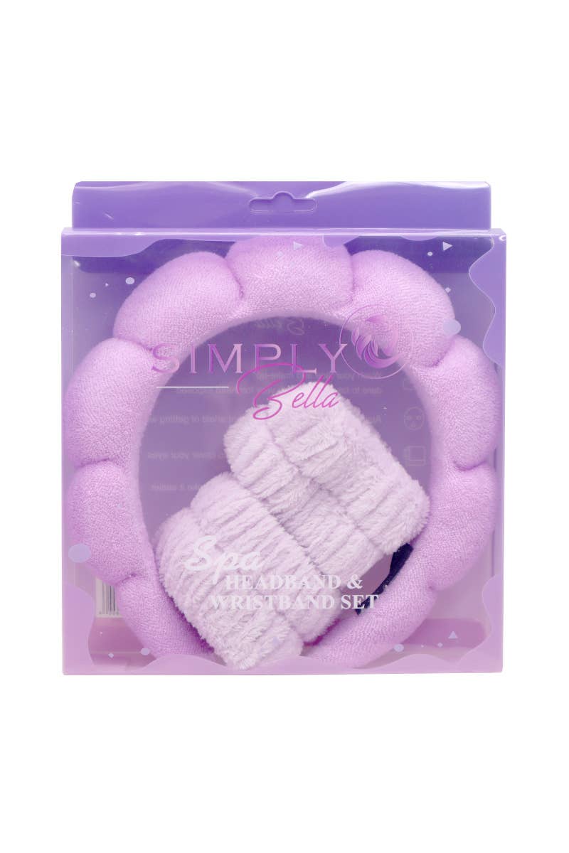 PINEAPPLE Beauty - Wholesale Spa Headband - Simply Bella STB010 Purple Spa Headband & Wristband Set -12 1