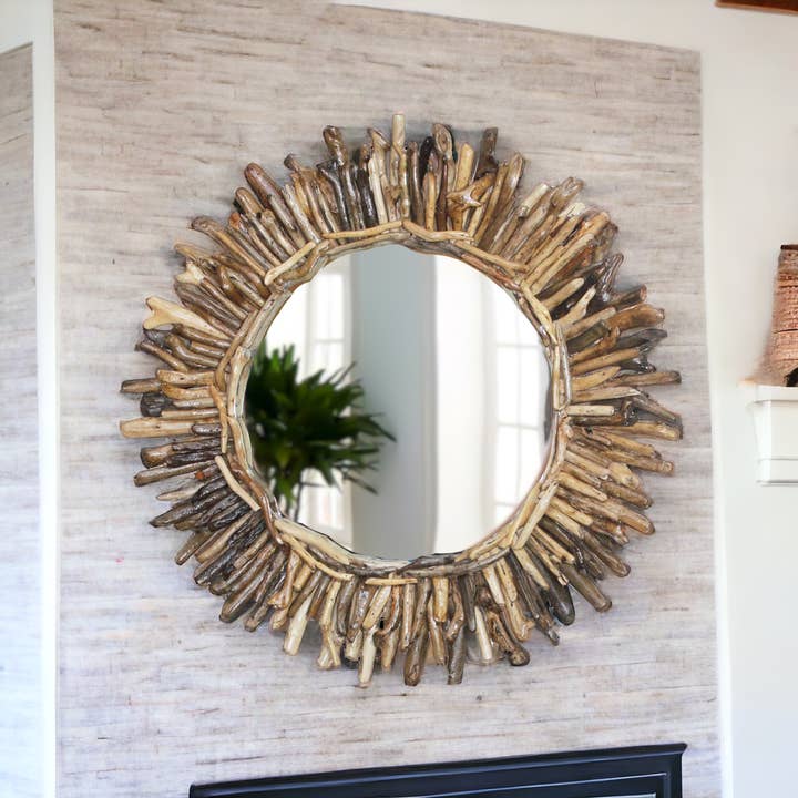 Om Gallery - Wholesale Wall Mirror - Driftwood Sun Burst Mirror1