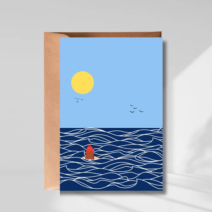Wild Swimmer Bobble Hat Card for wholesale by Waves & Wander