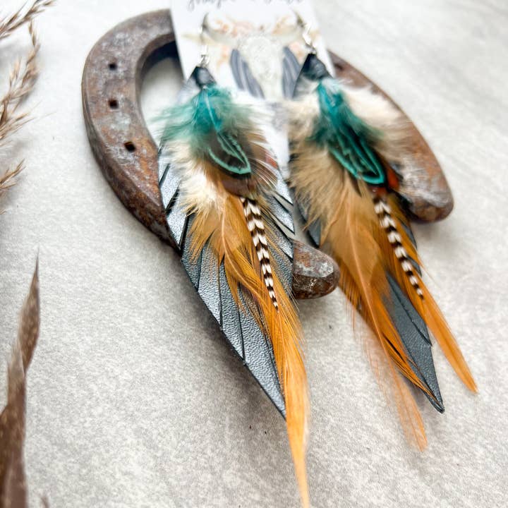 Fringed In Faith - Wholesale Dangle Earrings - Kalispell Feather Earrings | Black