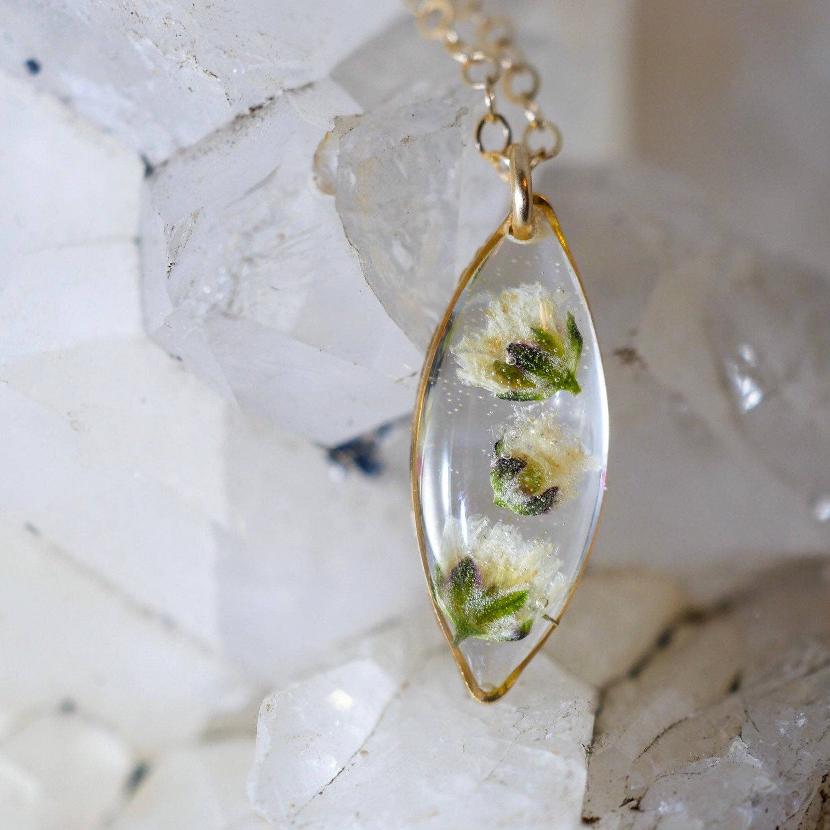 Remedy Designs - Wholesale Pendant/charm necklace - Tiny Baby's Breath Marquise necklace5