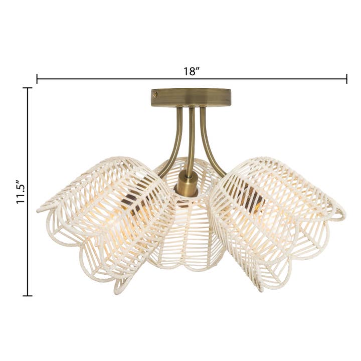 River of Goods - Wholesale Chandelier/Hanging Light - 11.5"H Gold-Colored Metal Ceiling Light with Rattan Shades2