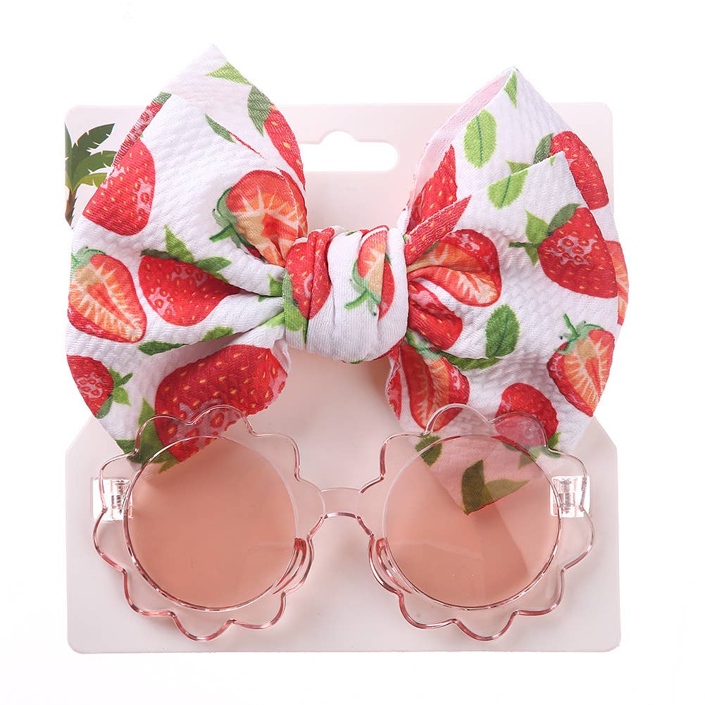 Little Trendy - Wholesale Sunglasses - Kids - Baby Girl  Sunglasses and floral Headband 2pcs Set2
