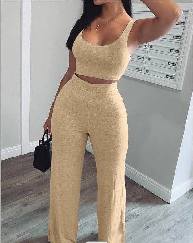 Your Beautiful Boutique – wholesale Top & pants set (NOT Loungewear) – Women's – Women Fashion Casual Solid Color Tank Top Pants Set6