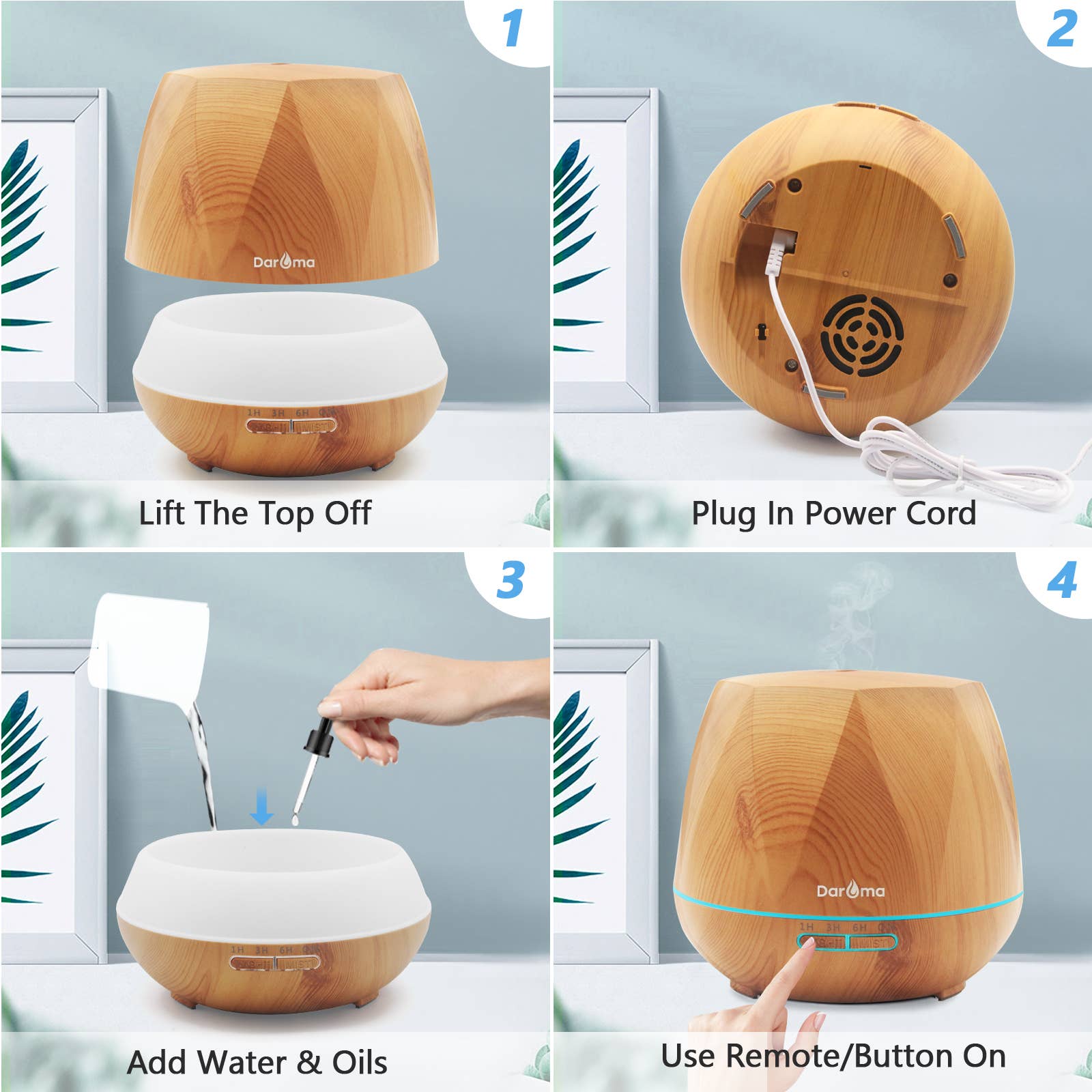 DAROMA - Vendita all'ingrosso Diffusore elettronico - Diffusore di Oli Essenziali 550ML 7 Colori LED Atmosfera con Telecomando13