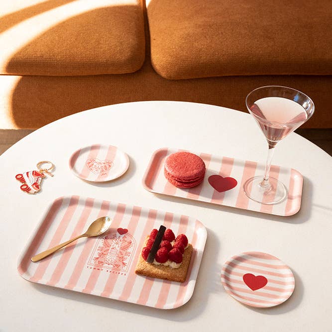 ALL THE WAYS TO SAY - Europe - Wholesale Serving Tray - Pink stripes - Coffee Tray3